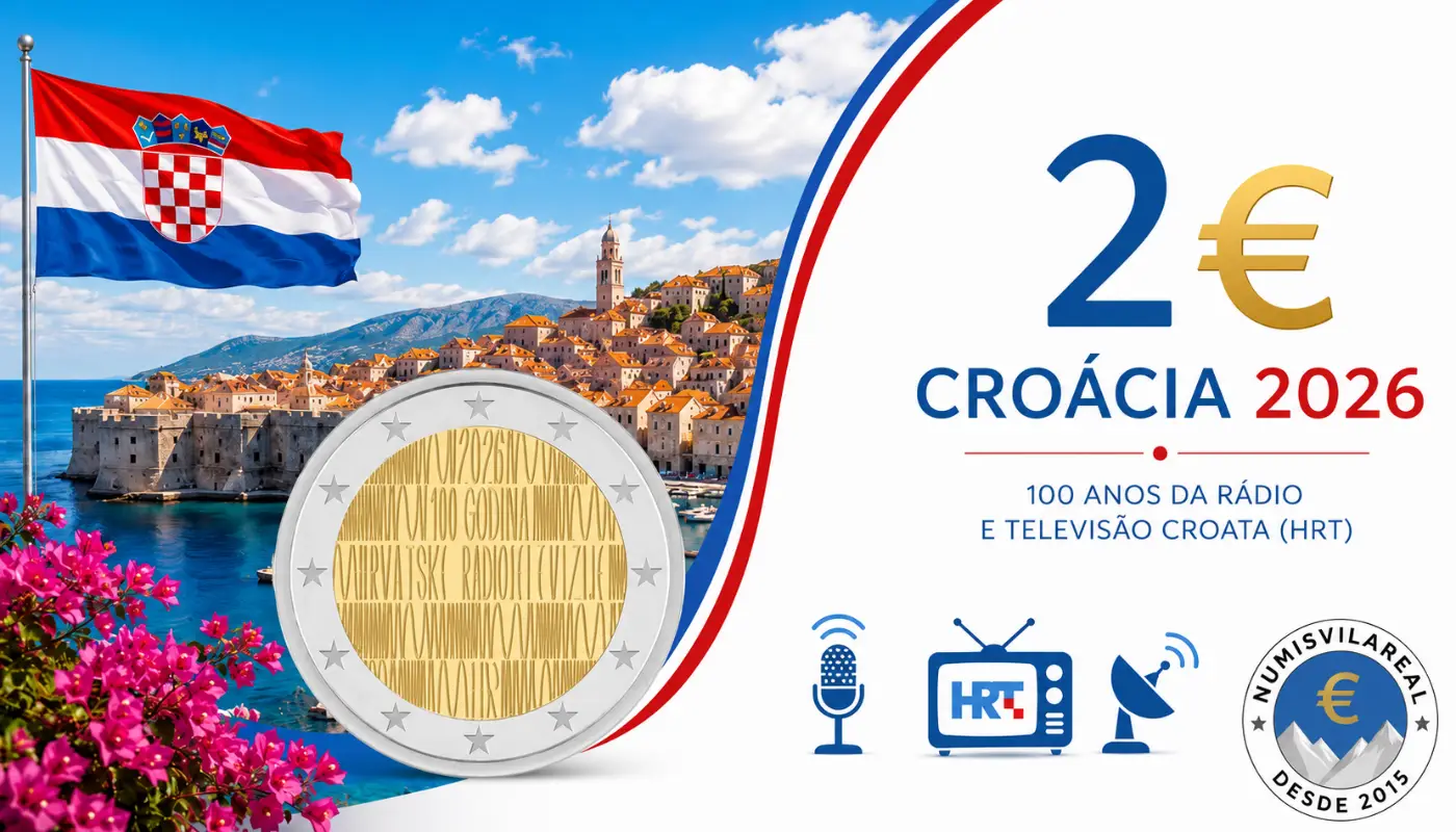 2&euro; Croácia 2026 100 Anos da Rádio e Televisão Croatas (HRT)