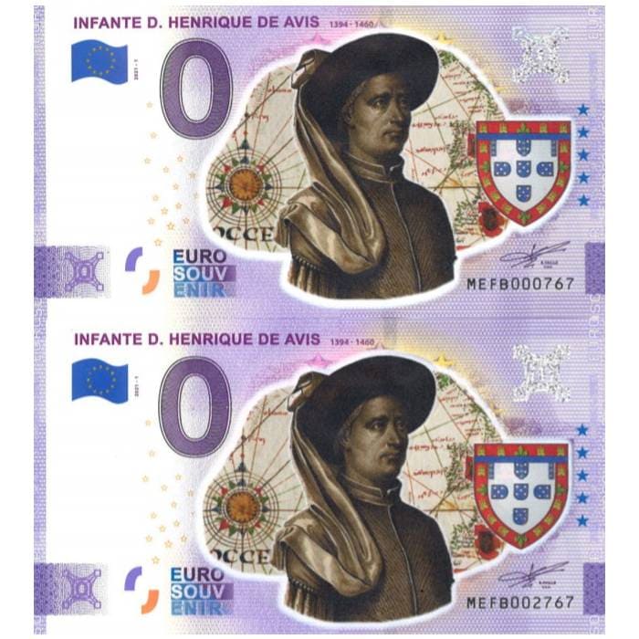 Infante D. Henrique de Avis: 1394-1460 MEFB 2021-1 (sobreimpressão a cores (conjunto 2 notas: normal e anniversary))