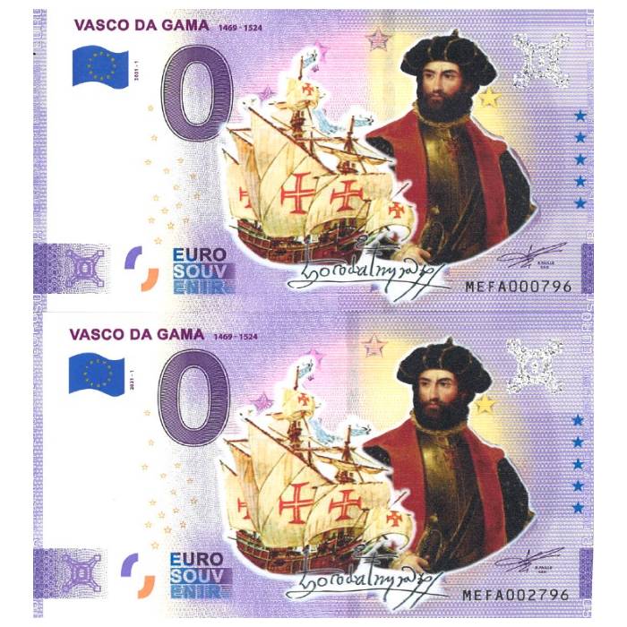 Vasco da Gama: 1469-1524 MEFA 2021-1 (sobreimpressão a cores (conjunto 2 notas: normal e anniversary))