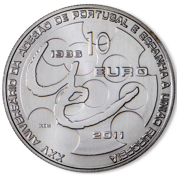 10€ 2011 XXV Aniversário da Adesão de Portugal e Espanha à União Europeia