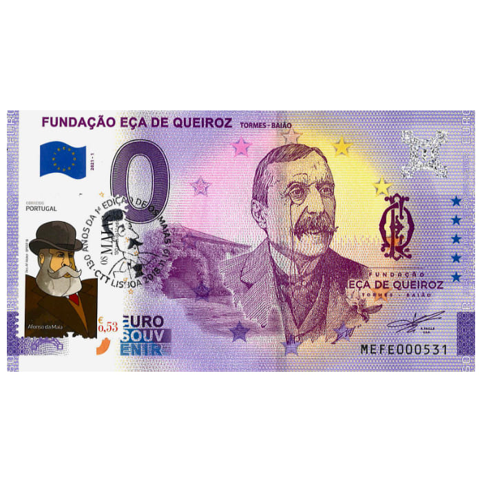 Fundação Eça de Queiroz: Tormes - Baião MEFE 2021-1 (selo CTT Os Maias 'Afonso da Maia' e carimbo 19-11-2018)