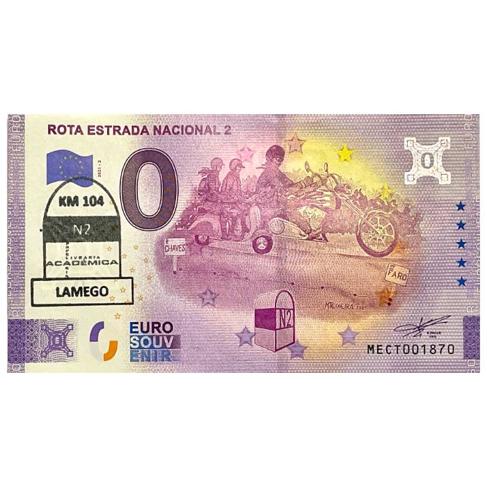 Rota Estrada Nacional 2 MECT 2021-2 (carimbo Km104 Papelaria Livraria Académica)
