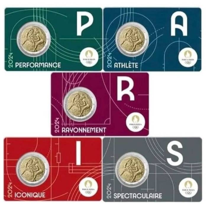 2024 França Jogos Olímpicos de Paris 2024 (conjunto 5 cores) PRÉ-VENDA