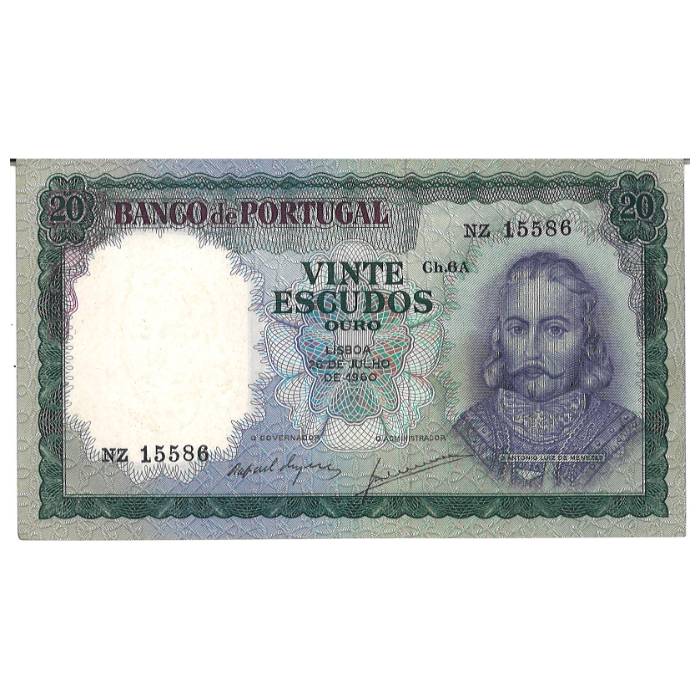 20 escudos Chapa 6A D. António de Menezes 26 de julho de 1960 #NZ 15586 BELA