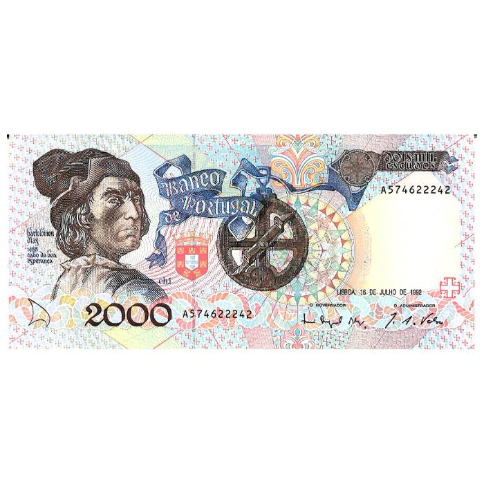 2000 escudos Chapa 1 Bartolomeu Dias 16 de julho de 1992 #A574622242 Q/NOVA