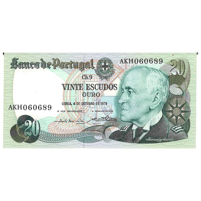 20 escudos Chapa 9 Almirante Gago Coutinho 4 de outubro de 1978 #AKH060689 NOVA