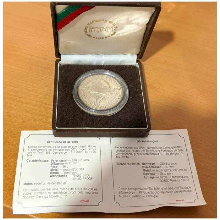 PROOF 250$00 XXIV Jogos Olímpicos Seul 1988 PRATA