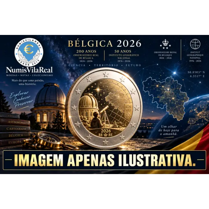 PRÉ-VENDA 2026 Bélgica 200 Anos do Observatório Real da Bélgica e 50 Anos do Instituto Geográfico Nacional