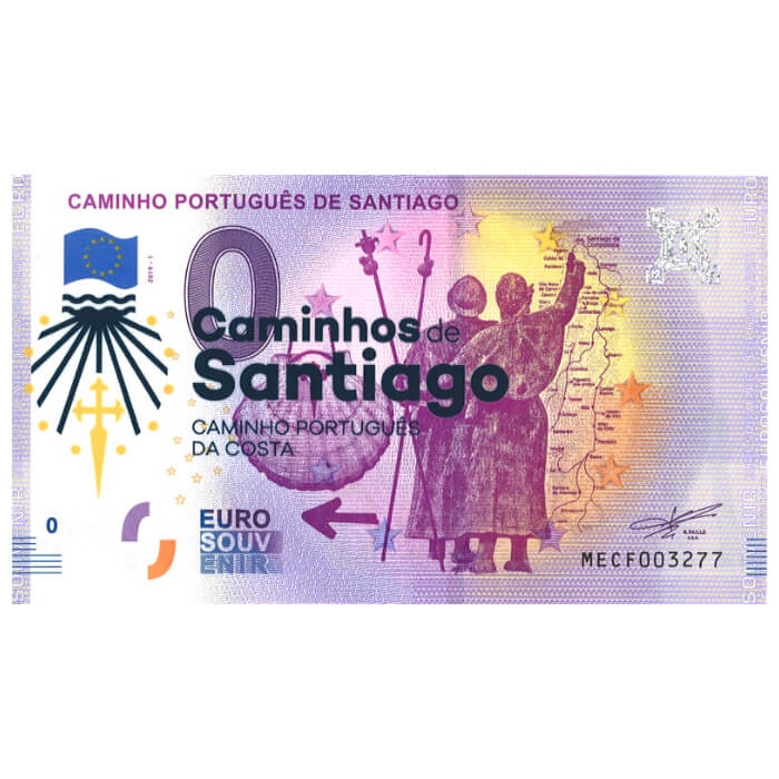 Caminho Português de Santiago MECF 2019-1 (sobreimpressão brasão Caminho Português da Costa)