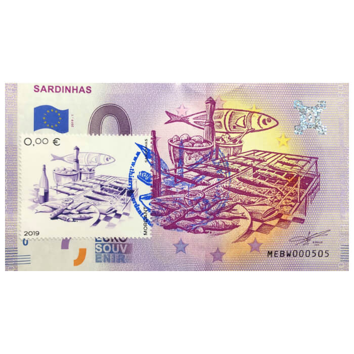 Sardinhas MEBW 2019-1 (carimbo Thierry Mordant e selo 0€)