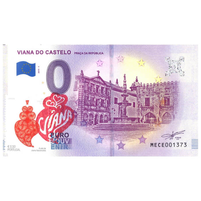 Viana do Castelo: Praça da República MECE 2019-1 (selo Coração de Viana e carimbo VIANA)
