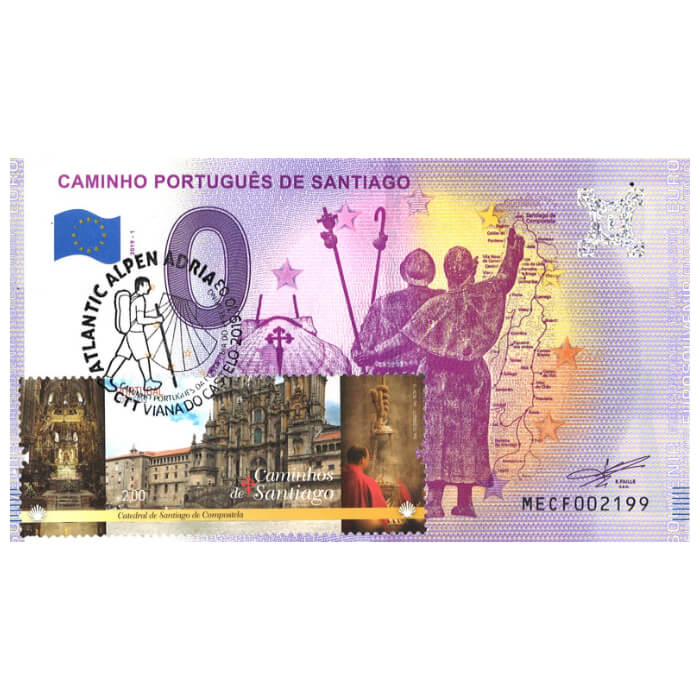 Caminho Português de Santiago MECF 2019-1 (selo Catedral de Santiago de Compostela e carimbo Atlantic Alpen Adria)
