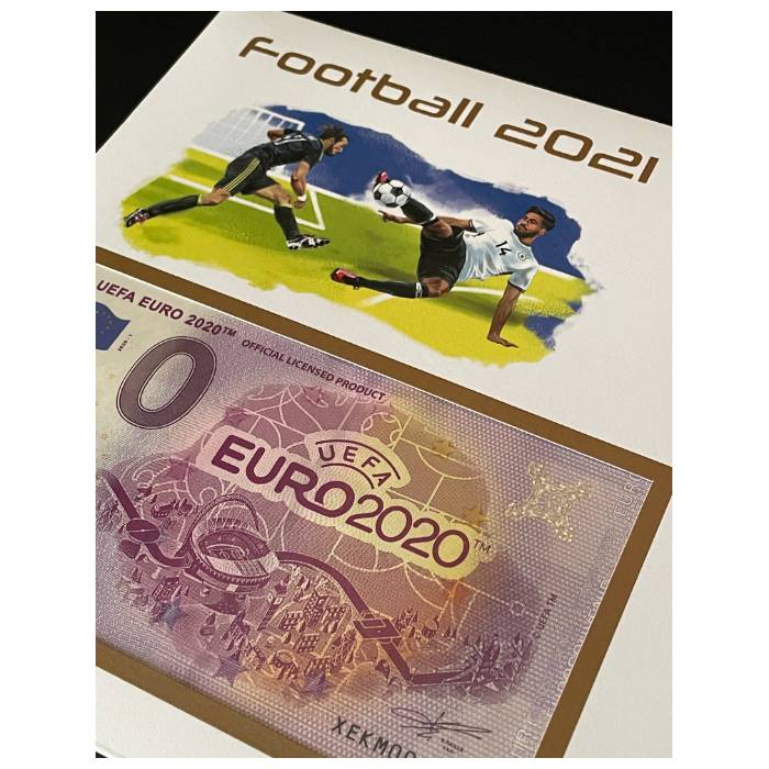 Envelope de 1. Dia com selo e carimbo e nota de 0€ UEFA Euro 2020 (FDC)