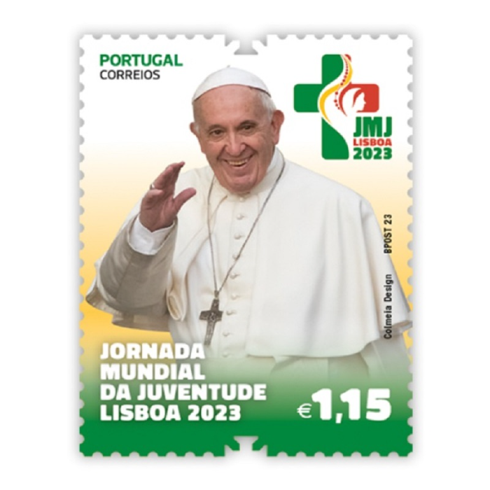 NOTA CERTIFICADA NUMISVILAREAL Fátima - Papa Francisco MEPF 2023-4 com selo CTT 1,15€ e carimbo JMJ