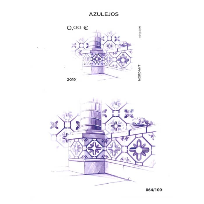 Azulejos MEBX 2019-1 (carimbo Thierry Mordant e selo 0€)