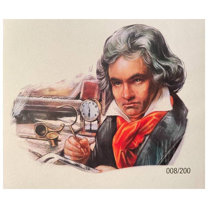 Envelope de 1. Dia com selo e carimbo e nota de 0€ Beethoven (FDC)